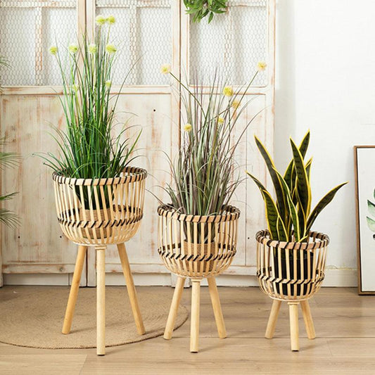 Woven Plant Stand With Legs Decorative